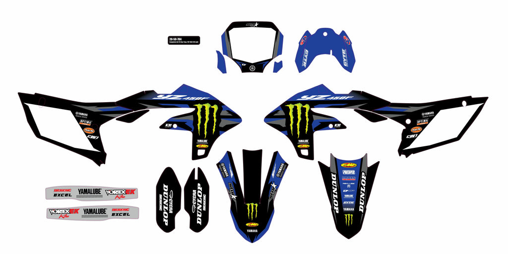 DCOR Yamaha complete graphic kit with vibrant decals and designs for Yamaha motorcycle model 862-2050414.