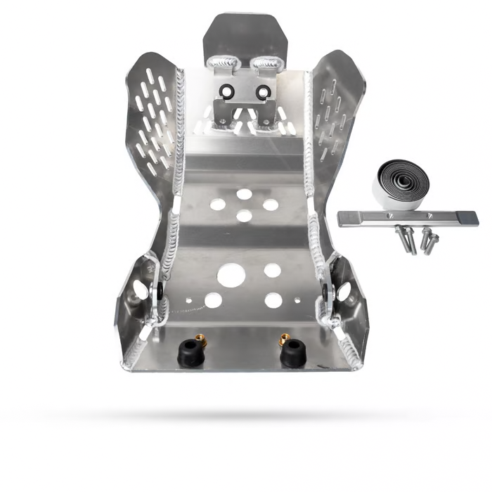 ENDURO ENGINEERING skid plate body cover for off-road motorcycles, made of durable metal to protect engine components.