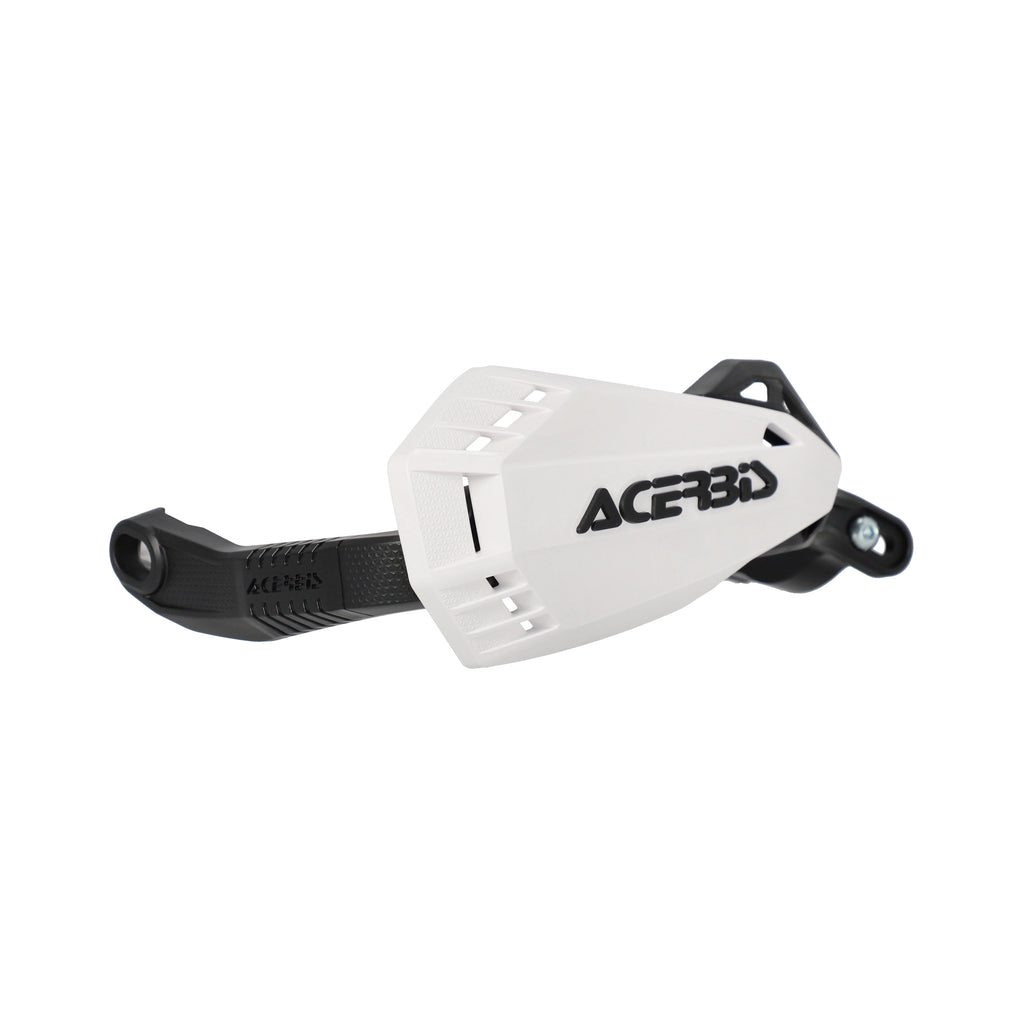 ACERBIS Firstmoto handguards for mini motorcycles, black plastic hand protectors with mounting hardware on a white background.