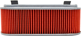 EMGO air filter showing a rectangular filter element with pleated paper media and plastic frame for motorcycle or vehicle air intake.