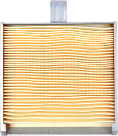 Close-up of EMGO air filter showing its pleated paper design, used for improving engine airflow and filtration.