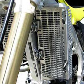 DEVOL aluminum radiator guard with protective braces, designed to shield the radiator from debris and damage.