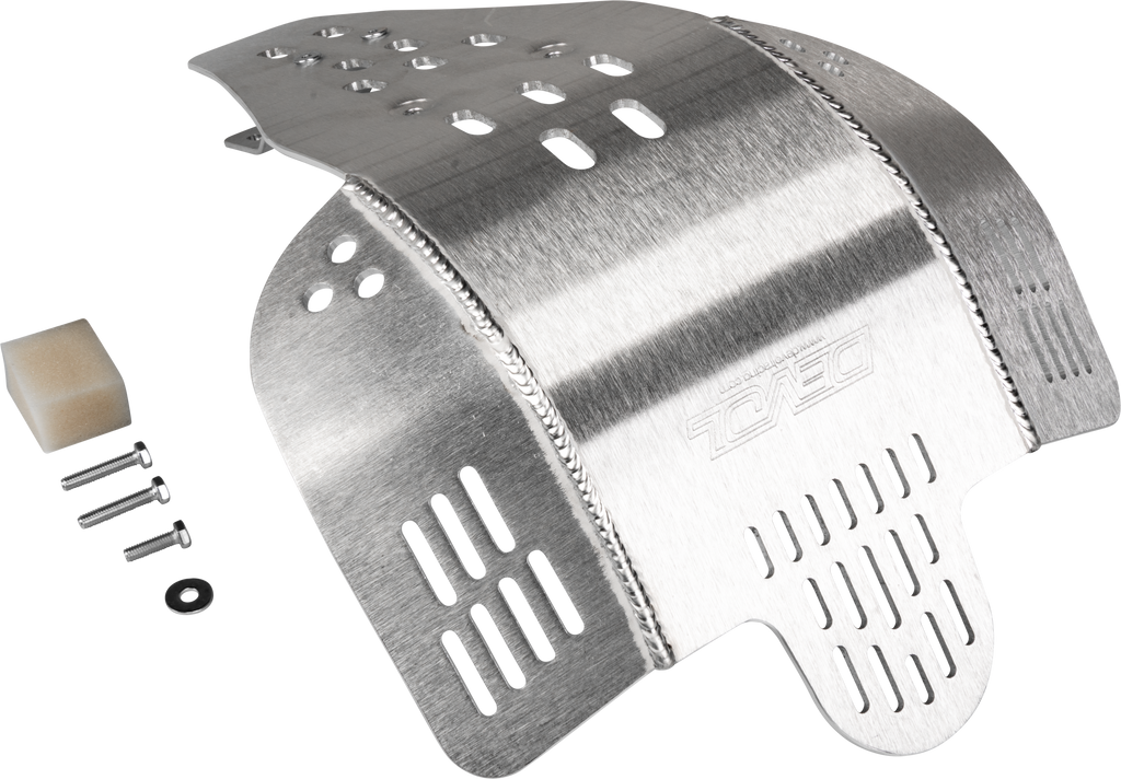 DEVOL skid plate guard designed for vehicle protection, featuring durable material and precise fit for off-road use.