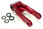 DEVOL suspension lowering link for vehicle, showing the black metal component with mounting points on a plain background.