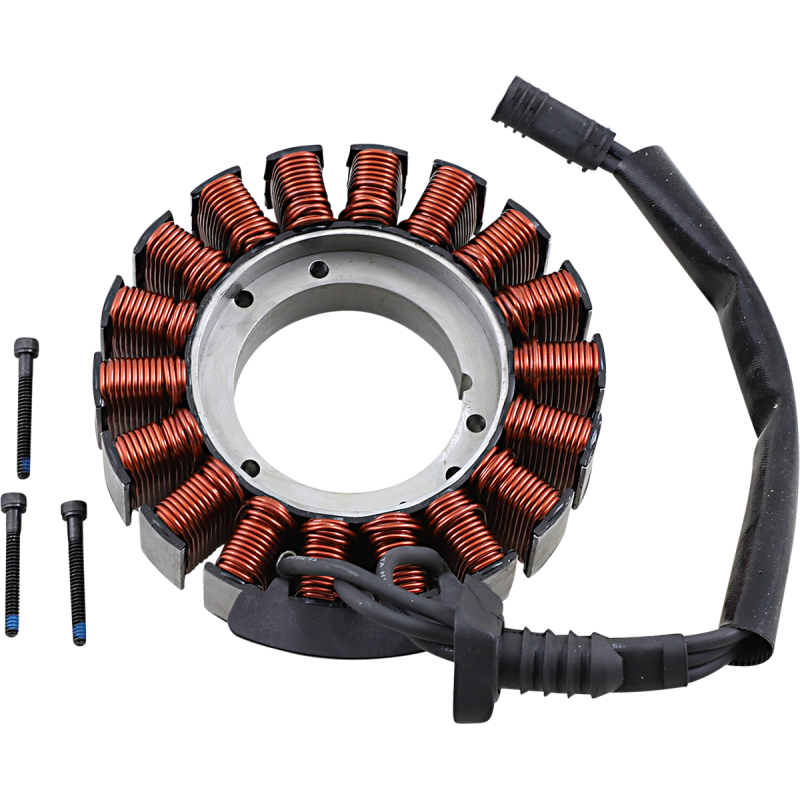 Drag Specialties electrical alternator stators for Harley Davidson models, including Bagger and Softail motorcycles.