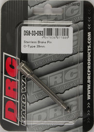 DRC stainless steel brake pin C-type 39mm for motorcycle brakes, featuring durable construction and precise fit.