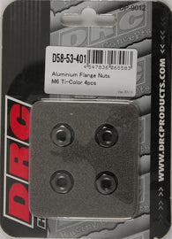 DRC aluminum flange nuts titanium M6x12mm, set of 4, featuring durable, lightweight construction for secure fastening.