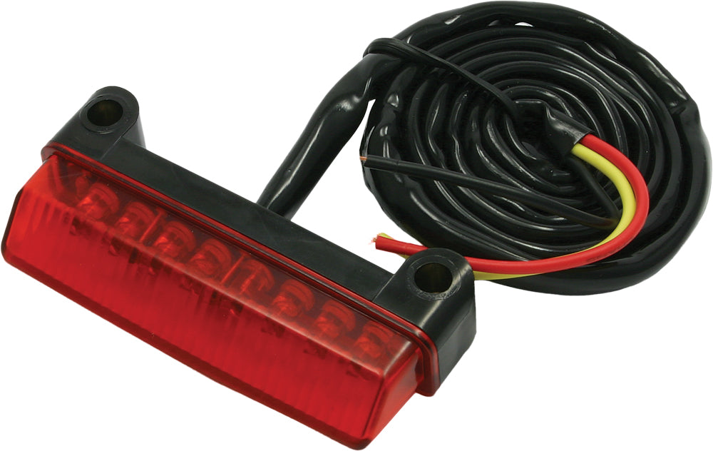DRC CRF-X taillight with red lens for motorcycle, featuring clear lens housing and durable design.