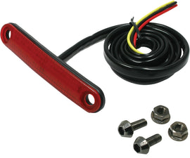 DRC Flex-1 taillight with red lens, motorcycle or bike lighting component, showcasing the sleek red lens and compact design.
