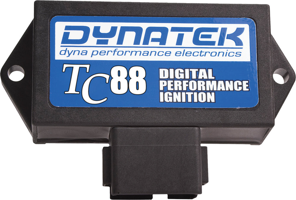 Dynatek Dyna 2000 Tc Carbureted engine management system for motorcycles, showing the control module with wiring connections.
