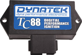 Dynatek Dyna 2000 Tc Carbureted engine management system for motorcycles, showing the control module with wiring connections.