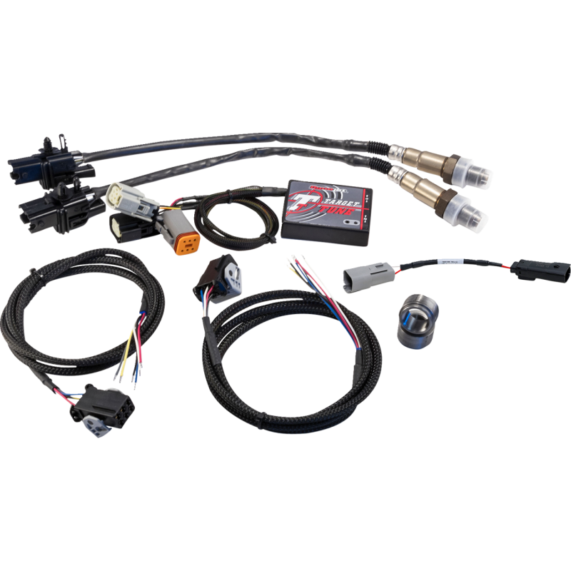 DynoJet Power Vision EFI Tuner kit with sensors for Harley Davidson models 2021-2023 baggers, includes tuning components and cables.