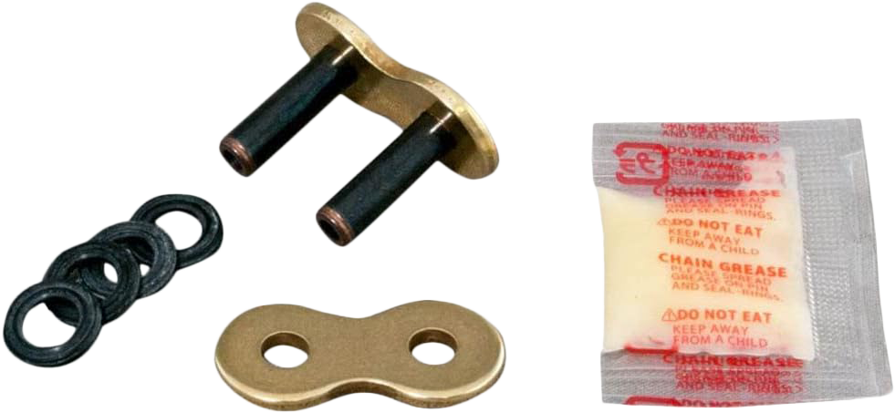 RK EXCEL Master Link Gb520zxw Rivet Chain in gold with detailed rivet design, suitable for heavy-duty industrial applications