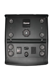 HOPPE stereo top 8 speakers with subwoofer, white Ranger Crew audio system, showcasing front view with audio controls and branding.