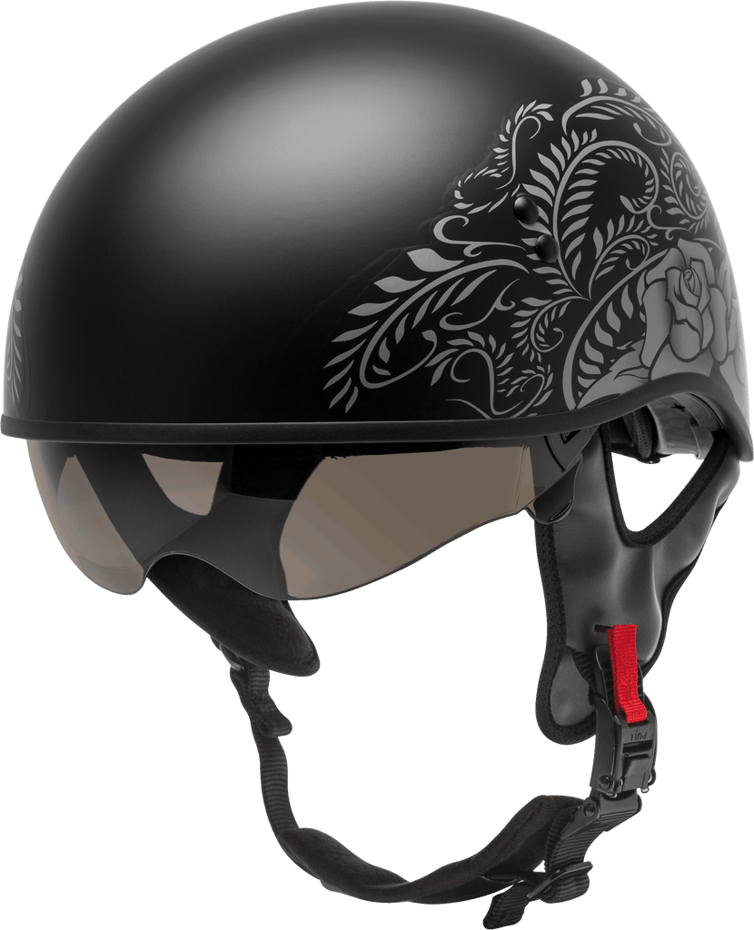 Hh 65 Half Helmet Rose Naked Matte Black/Silver Sm