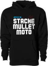 Load image into Gallery viewer, Stache Mullet Moto Yth Hoodie Black Ym