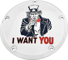 Load image into Gallery viewer, 6   M8 Softail Derby Cover Uncle Sam Chrome