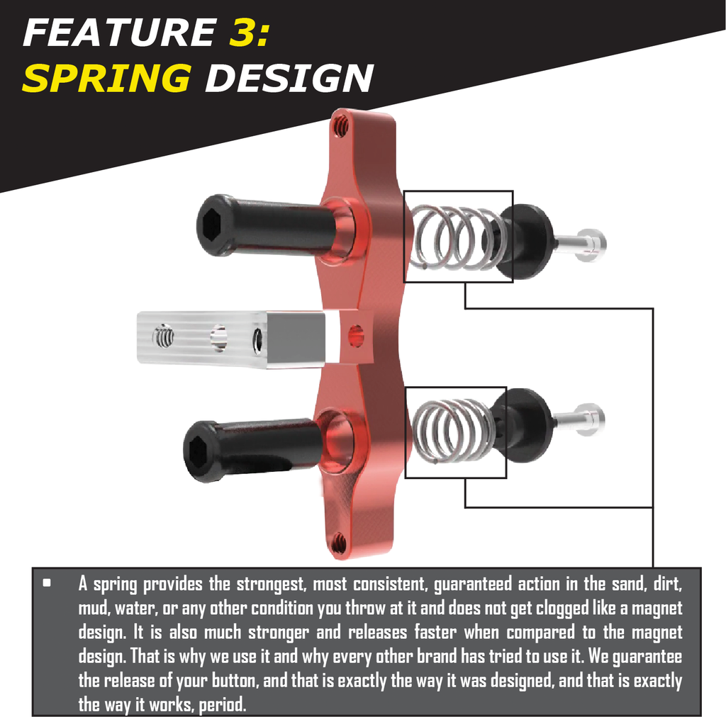 Red Tamer Double Button X Wing suspension with dual buttons, featuring a sleek design and sturdy construction.