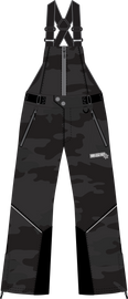 DSG Craze 5.0 Bib Charcoal Camo pants with adjustable straps and multiple pockets, designed for outdoor and workwear use.