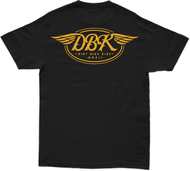 Black Goldwings Tee shirt by DBK with a gold wing graphic on the front, casual fit, and short sleeves.