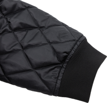 Load image into Gallery viewer, Black DBK liner jacket with a sleek, padded design, shown with front zipper and collar, perfect for layering and cold weather.