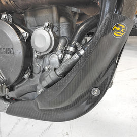 P3 Brand Carbon Fiber Skid Plate Guard, durable automotive protection part, shown in black with textured finish