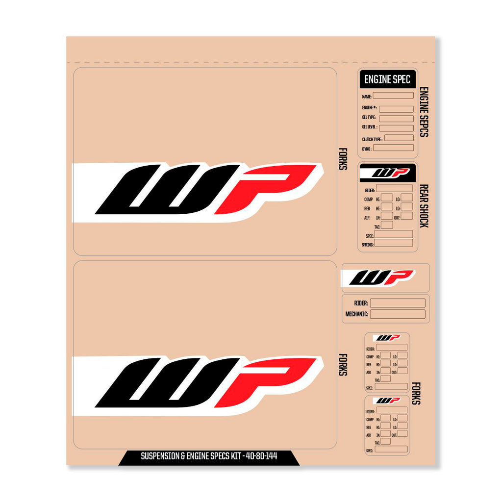 Wp Decal Kit Wp Fork/Shock/Eng Spec