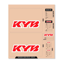 Load image into Gallery viewer, Kyb Decal Kit Red Kyb Fork/Shock/Eng Spec