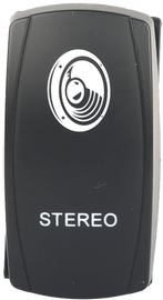 FLIP Stereo Accessory Switch Pro Series Backlit switch with illuminated buttons, designed for audio equipment control.