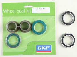 SKF front drive wheel seal kit with bearings, showing the sealed components and metal housing for vehicle wheel assembly.