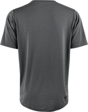Load image into Gallery viewer, Gray FLY MTB Trail Tee shirt for men, lightweight and breathable casual MTB riding top, shown on a hanger.
