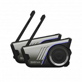 SENA 60s Comm System with Harmon Kardon sound dual pack, showing sleek black communication devices with control panels and speaker units.
