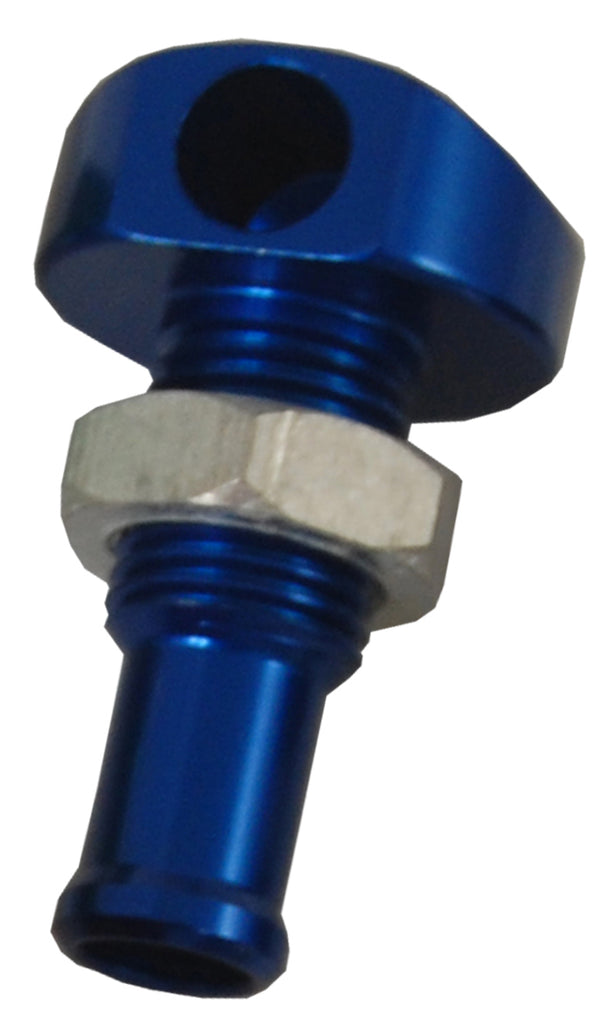 Billet Thru Hull Water Fitting Blue 3/8" 90 Deg.