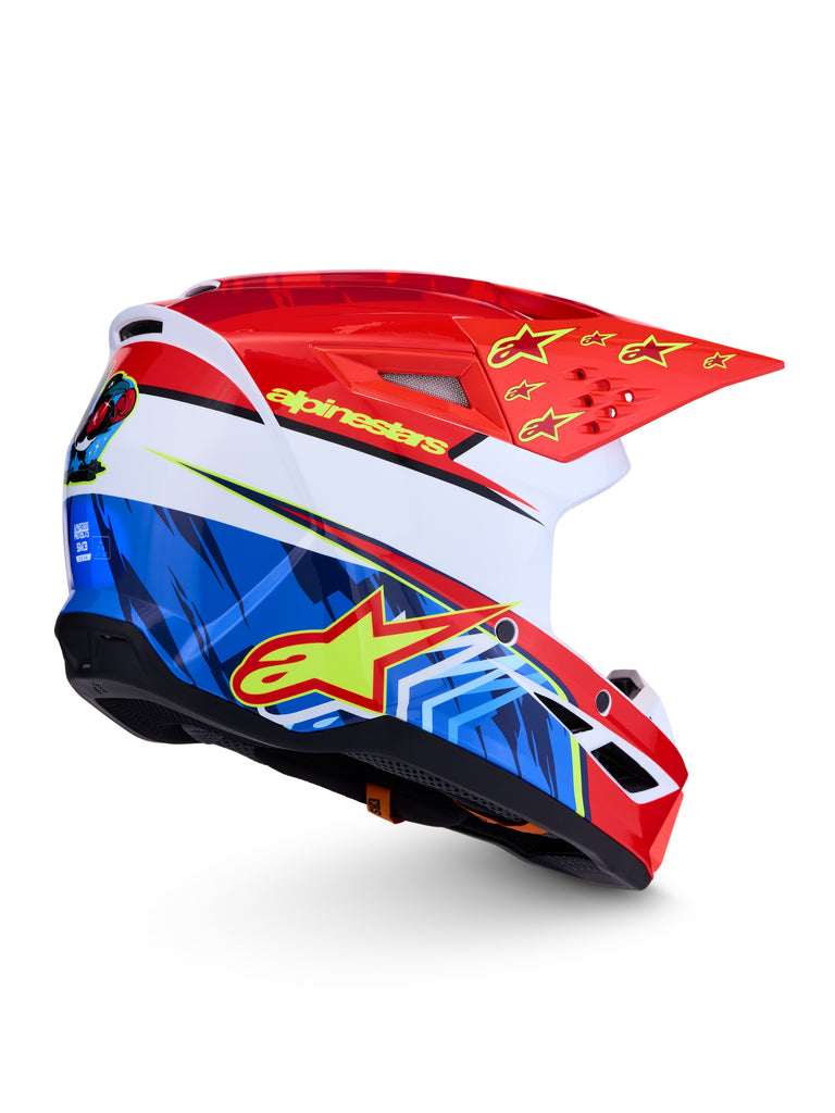 S M3 Falcon Helmet Ece06/Dot Red Fl/Wht/Blue/Yl Flgl Xl
