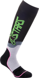 alpine star Youth Mx Plus-2 Socks Blk/Grn Neon/Pink Fluo Md/Lg 482-64118
