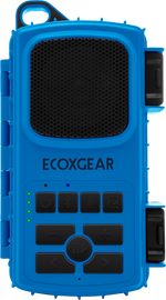 EcoXGear EcoXtreme 2 Bluetooth speaker in blue, rugged waterproof design for outdoor audio and communication.