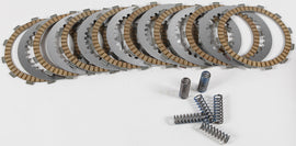 Hinson clutch fiber spring kit with steel springs for All Balls Hinson clutch system, shown with springs and clutch components.