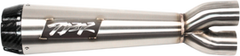 TBR Exhaust TBRComp S 2 1 Chief 22 25 brushed finish with turnout pipe, detailed view of the motorcycle exhaust system