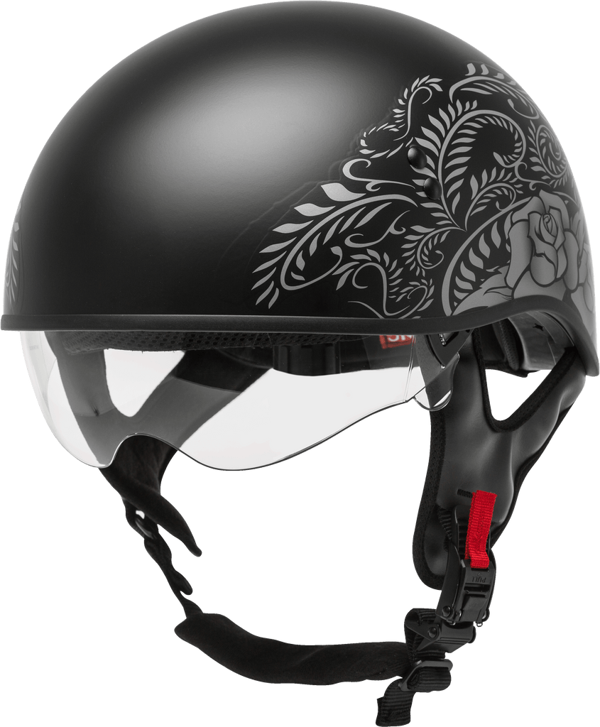 Hh 65 Half Helmet Rose Naked Matte Black/Silver Sm