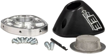 ENDURO ENGINEERING exhaust spark arrestor end cap for Beta motorcycles, shown on the exhaust system.
