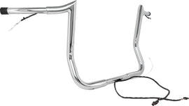 BAGGERNATION 14-inch Monkey Bagger handlebars in chrome with prewired design for Harley FLH and FLT motorcycle models.