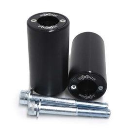 SHOGUN Pa2 Frame Sliders for Kawasaki motorcycle, body protection with no-cut design, mounted on bike frame for crash protection.