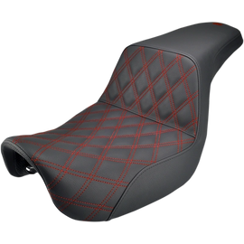 SADDLEMEN STEP UP RED LATTICE STITCH HARLEY DYNA 06-17 - The Speed Shop Canada