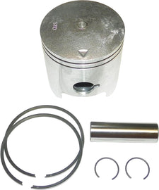 WSM Piston P750 69 piston kit with metal components and piston rings, designed for engine rebuilding and repair.