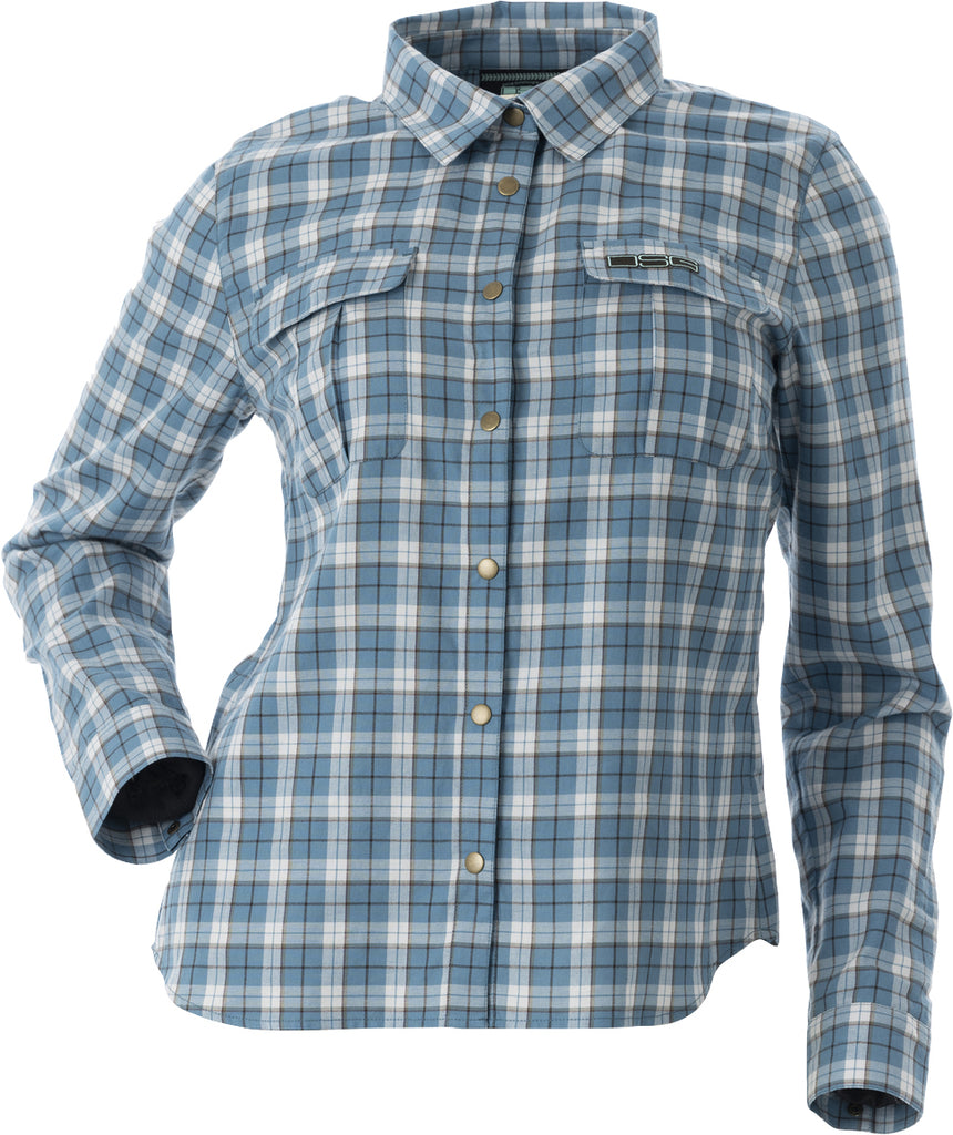 Plaid Button Down Steel Blue Plaid Lg