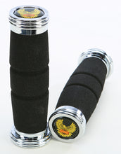 Load image into Gallery viewer, Roadhawk Grips Black W/Chrome End Cap 7/8"X5.5"