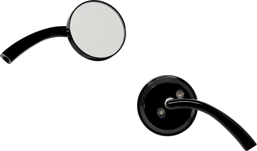 Billet Round Mirror Left Black