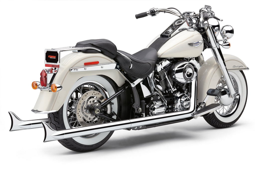 Bad Hombre True Dual Fishtails Chrome Softail 12 17
