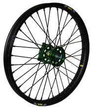 Load image into Gallery viewer, Wheel Front 1.60x21 Green Hub Blk Rim/Sil Spoke/Sil Nipple