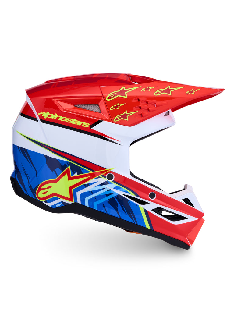 S M3 Falcon Helmet Ece06/Dot Red Fl/Wht/Blue/Yl Flgl Xl